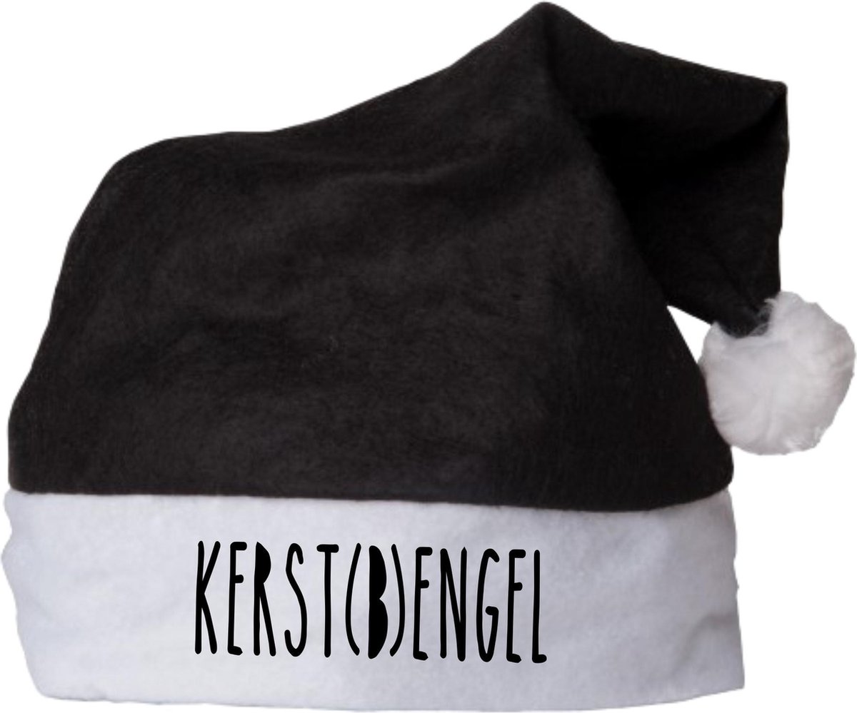 Kerstmuts kerst(b)engel zwart - zwarte kerstmuts - kerstmuts tekst - Sproetiz