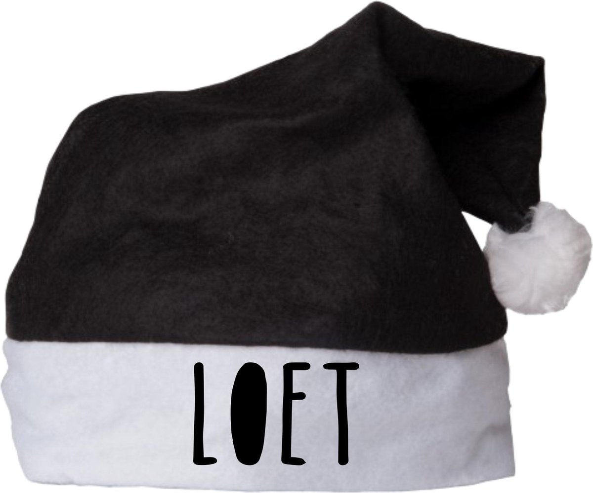 Kerstmuts met naam zwart - kerstmuts gepersonaliseerd - Sproetiz