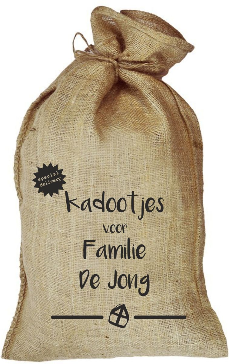 Sinterklaaszak jute met naam (mijter)