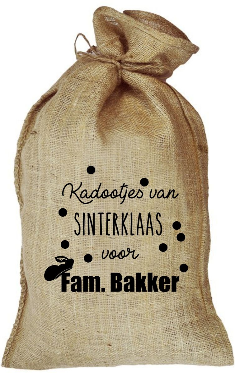 Sinterklaaszak jute naam (confetti) groot