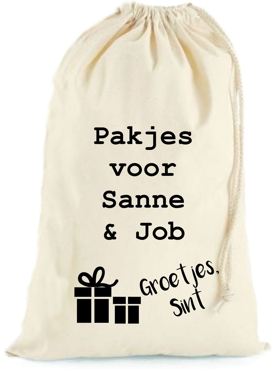 Sinterklaaszak met naam katoen (kadootjes)