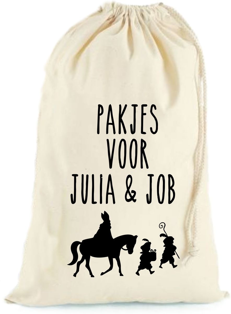 Sinterklaaszak met naam katoen (pieten)