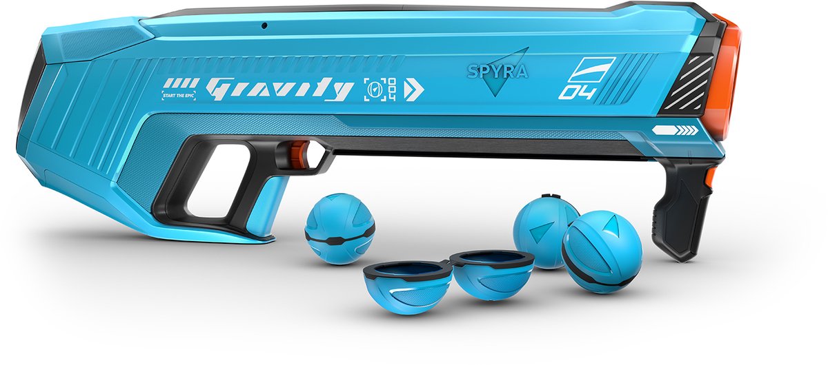 Spyra - SpyraGravity Powerful Electric Water Bomb Launcher, 4 Reusable Water Bomb Magazine, LED Shot & Battery Display, 16M Range, Premium Summer Beach Pool Toy for Kids & Adults (Blue)
