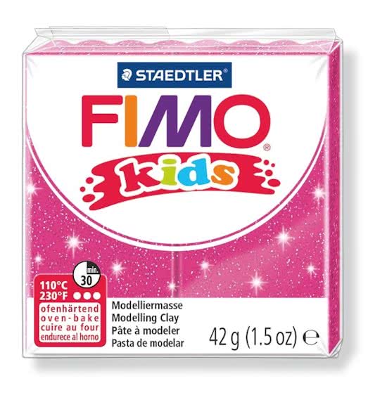 Fimo Kids Boetseerklei 42g Glitter Roze 1stuk(s)