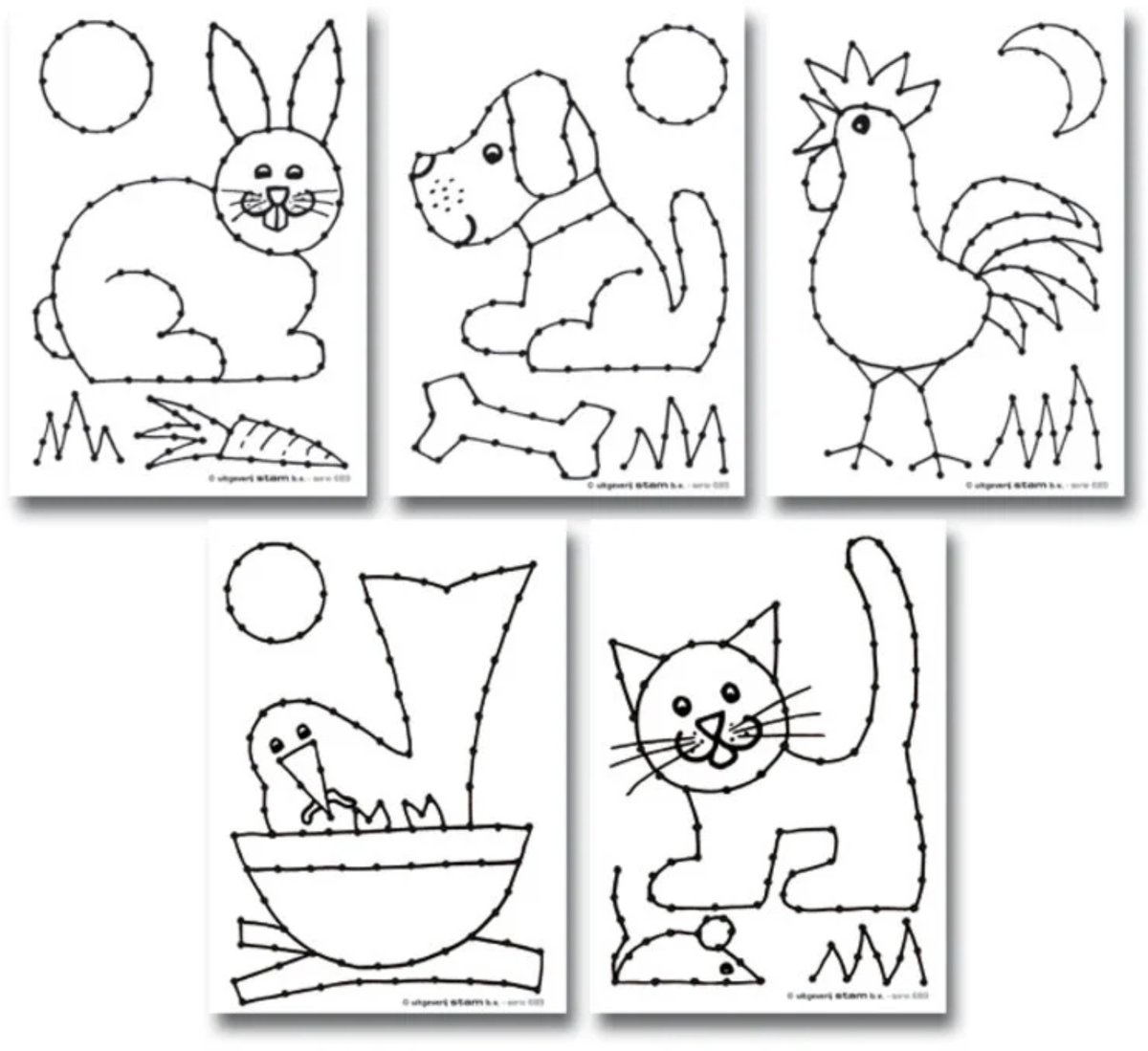 Stammetjes borduurkaarten bundel dieren Een bundel met totaal 30 Borduurkaarten met 15 verschillende dieren.