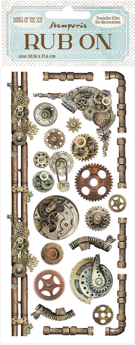 Stamperia - Songs of the Sea Rub-On 4x8,5 Inch Mechanisms and Pipes (DFLRB48)