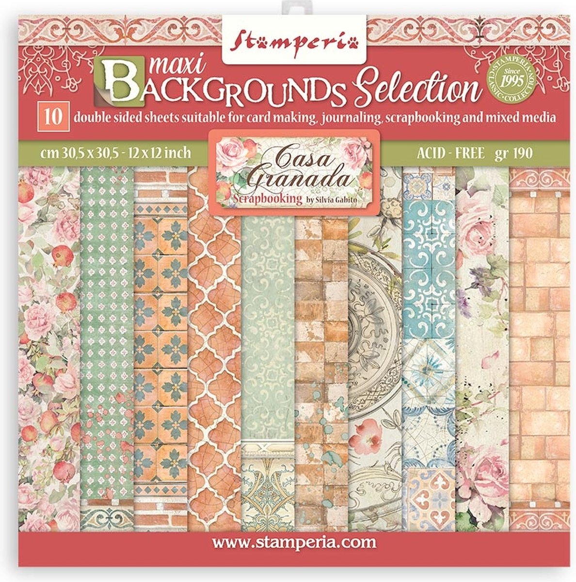 Stamperia Casa Granada Maxi Backgrounds 12x12 Inch Paper Pack (SBBL108)