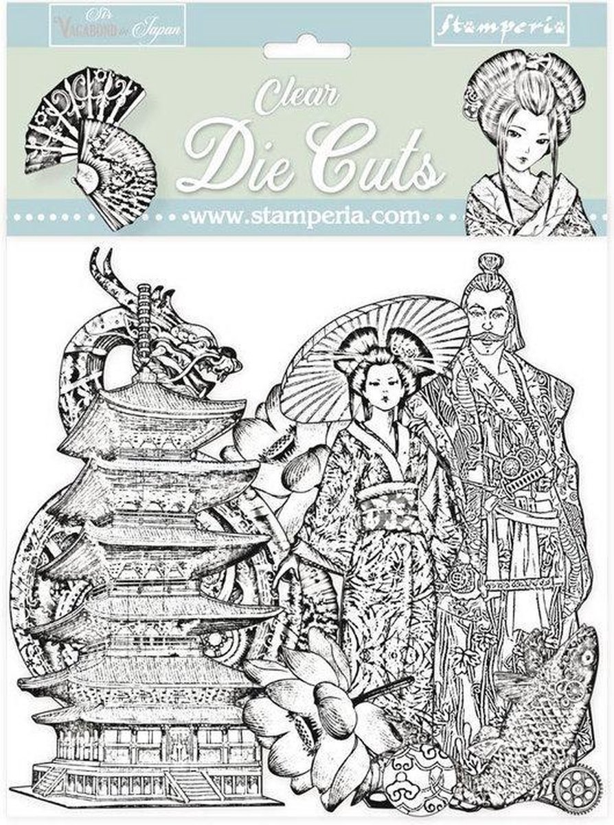 Stamperia Sir Vagabond in Japan Black/White Clear Die Cuts (DFLDCP19)