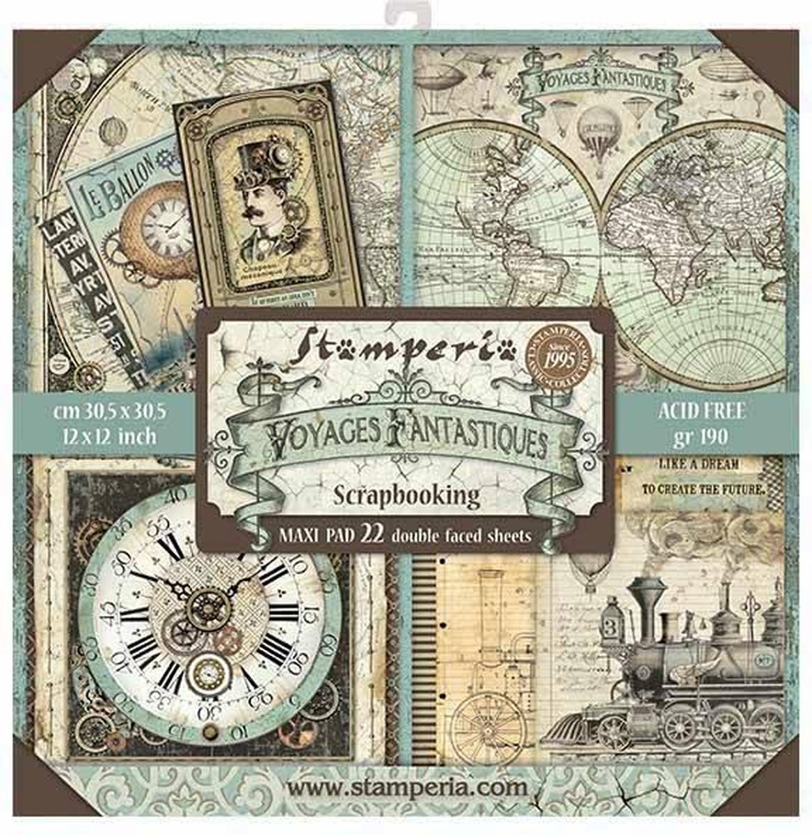 Stamperia Voyages Fantastiques 12x12 Inch Maxi Paper Pack (SBBXL01)