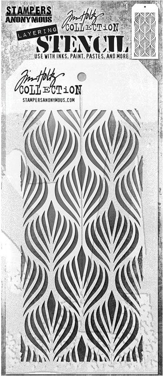 Tim Holtz layering stencil nr. 183 Deco feather