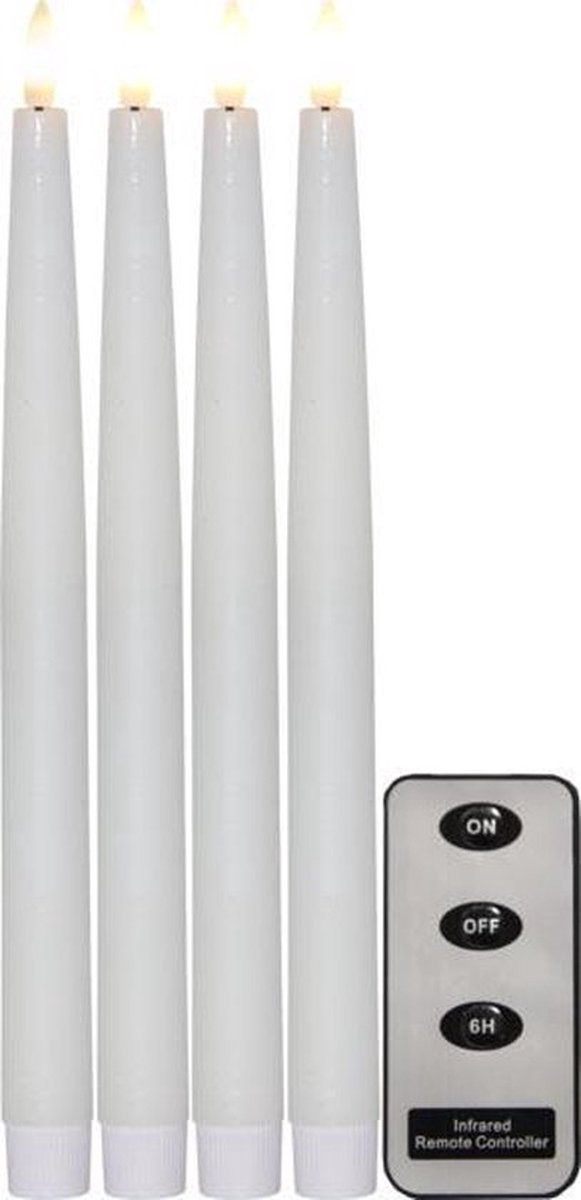 4 stuks LED dinerkaarsen flicker vlam 28.5cm