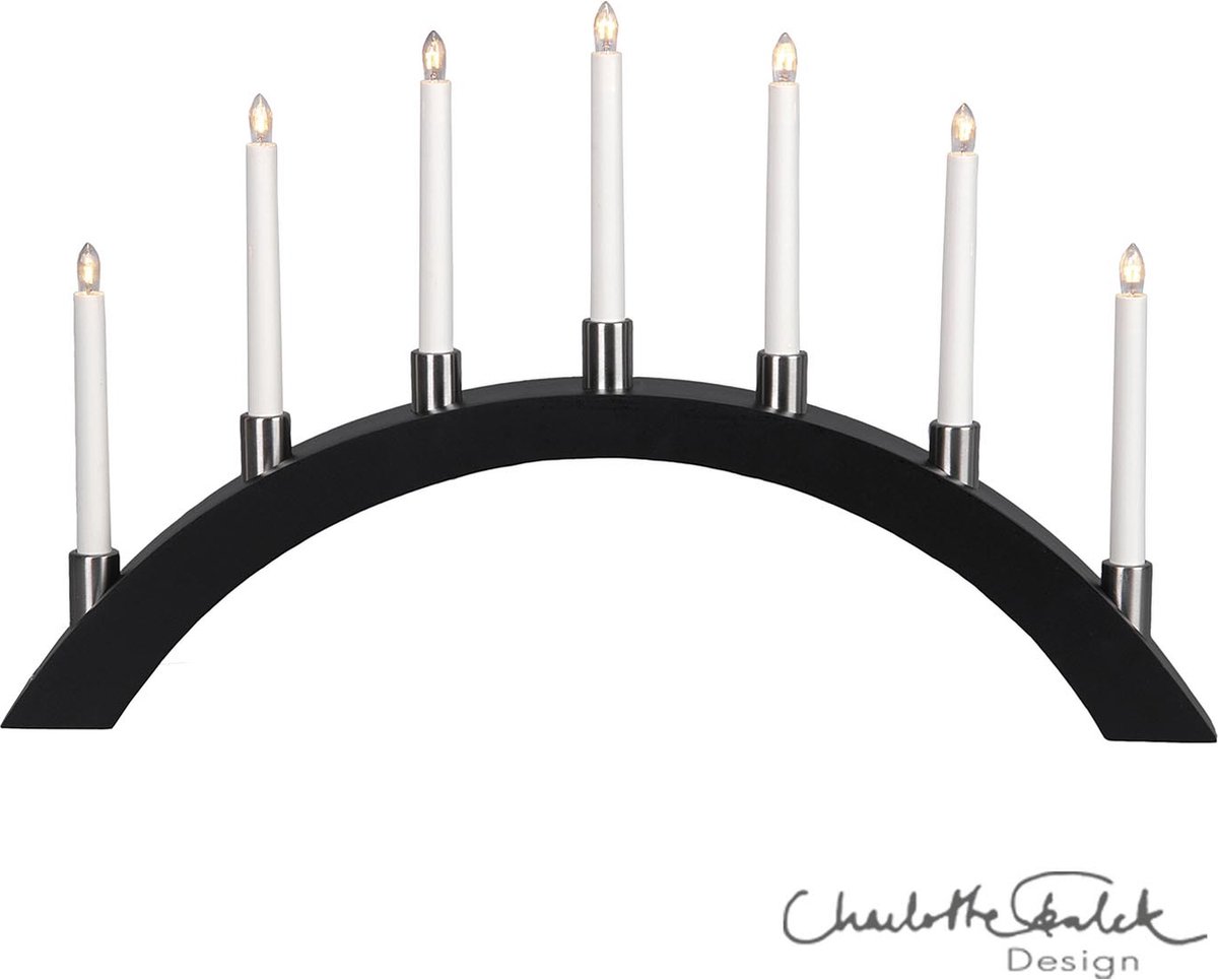 Star Trading 7-lichts kaarsenboog Tall, boogvormig, hout, zwart
