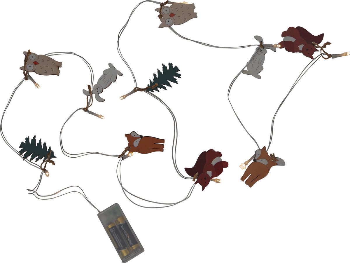 Star Trading Decoratieve kerstverlichting met dierenmotieven Forest Friends, batterij, hout