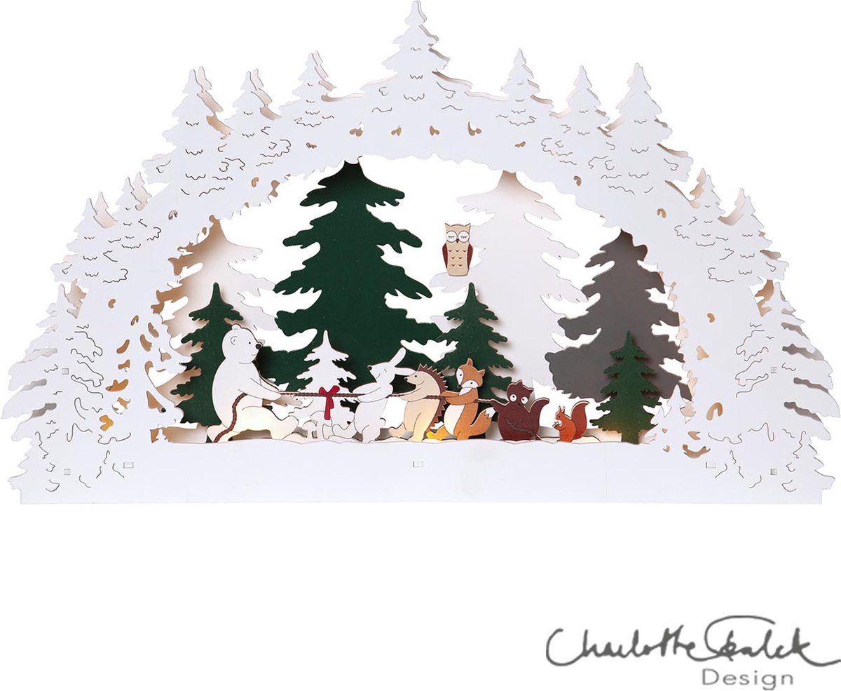 Star Trading LED kaarsenboog Forest Friends, batterij, dierenmotieven, hout