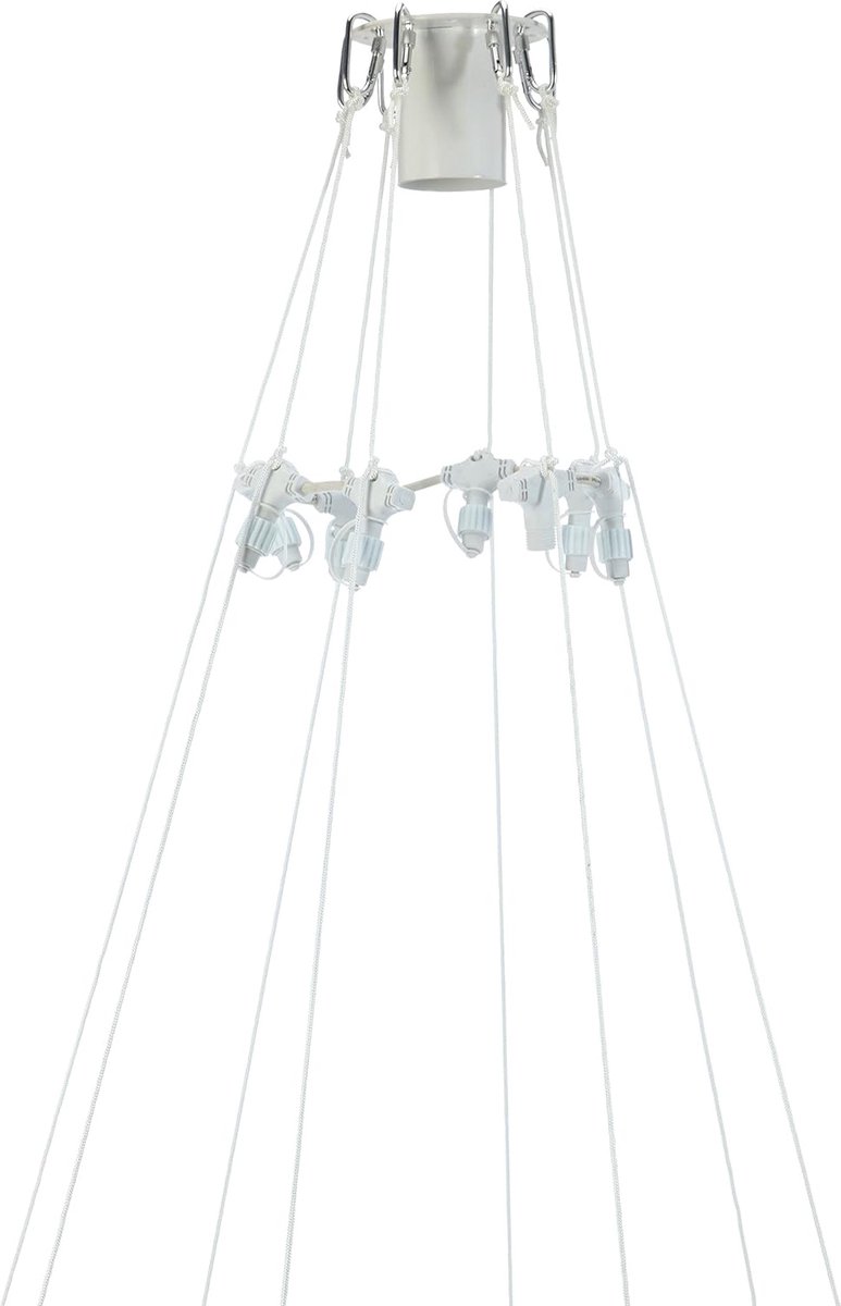 Star Trading Vlaggenmastenset voor kerstverlichting, LED-verlichtingssysteem vanStar Trading, 8 nylon strengen elk 12 m inclusief bevestiging en connector, IP44