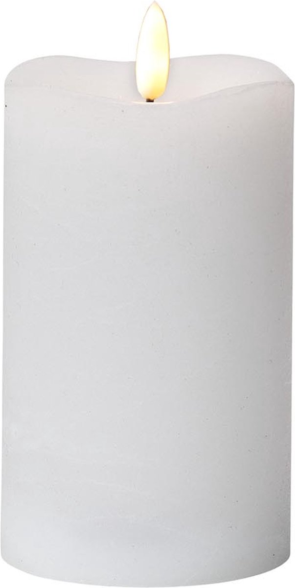 Star Trading kaarsvlam, zuilkaars, decoratie, wit, LED, timer, warm wit, 14 cm