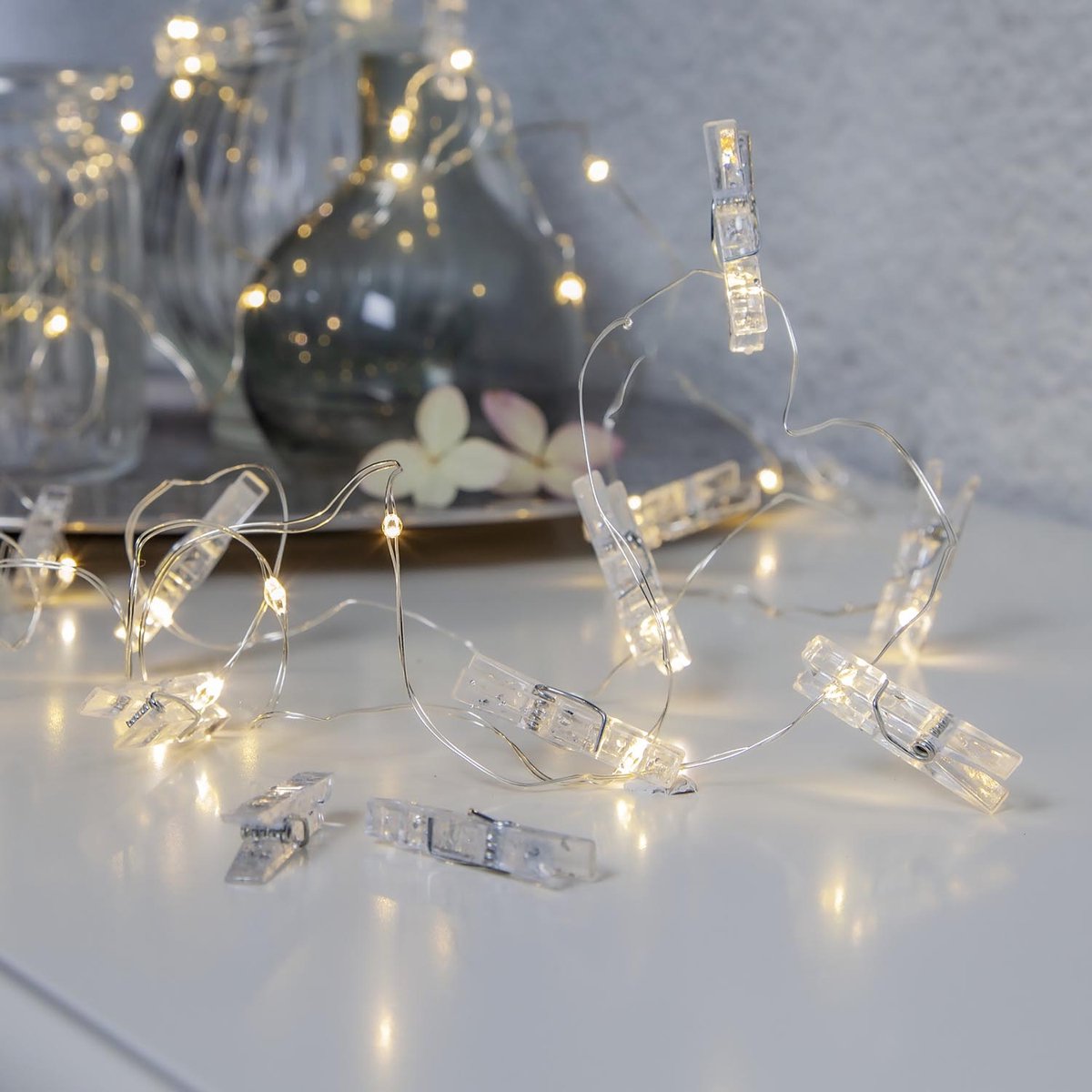 Star Trading sprookjesverlichting Clippy, klemmen, transparant, LED, warm wit, voor binnen, 2,9 meter