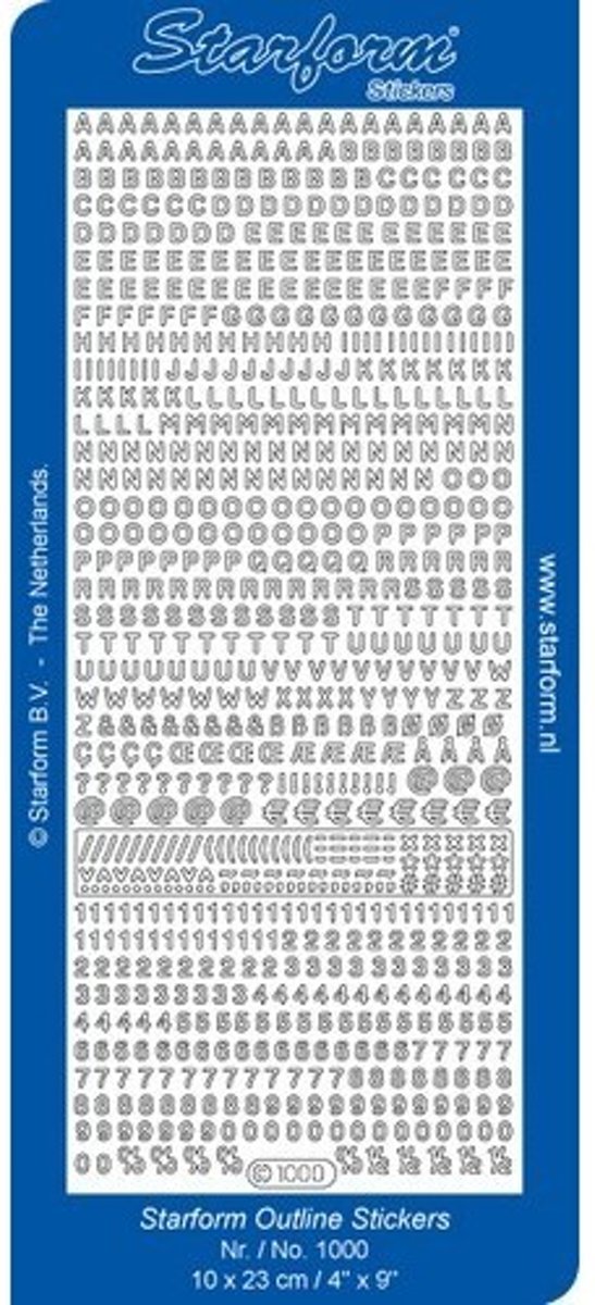  s - 10 Vellen - Alfabet: Letters en cijfers - Goud