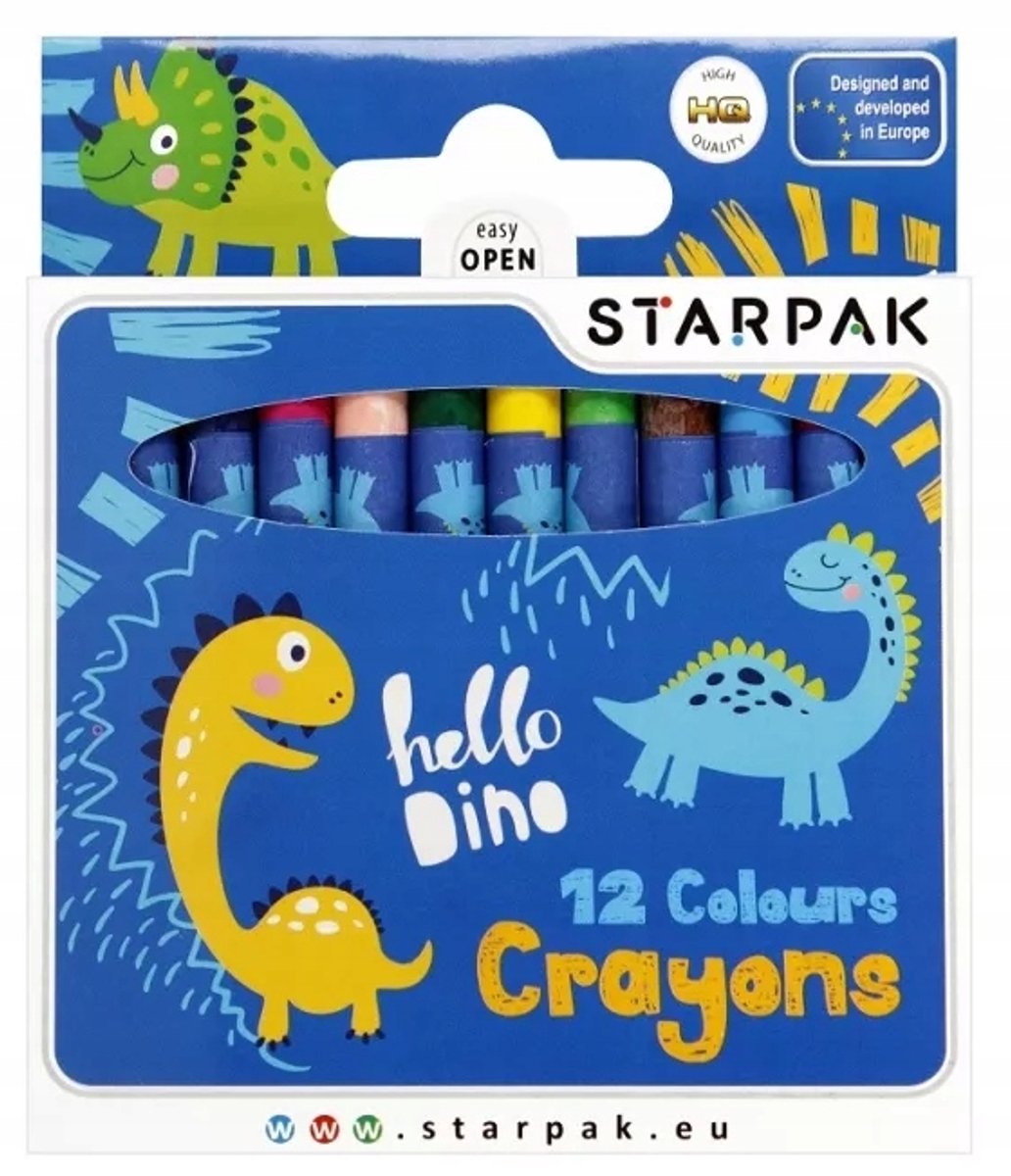 Dino wax crayons, 12 kleuren