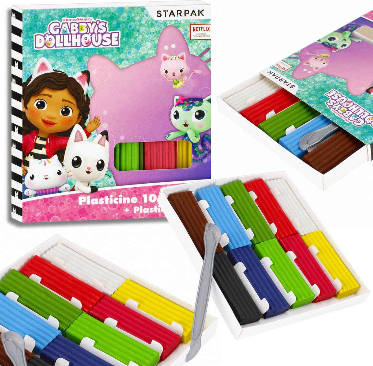 Gabbys Dollhouse golvende klei met spateltje set van 10 kleuren