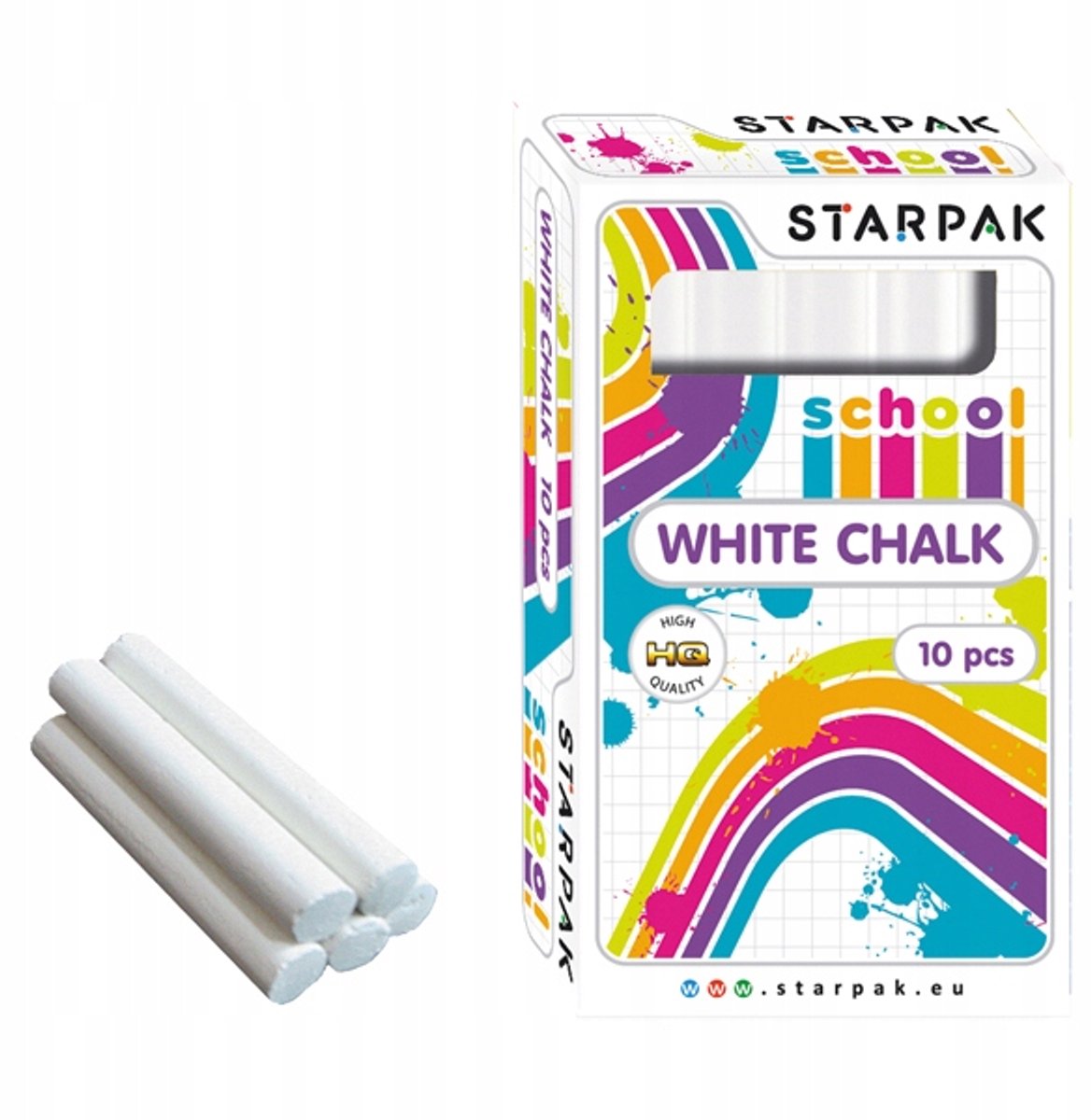 Wit schoolkrijt, verpakking van 10.