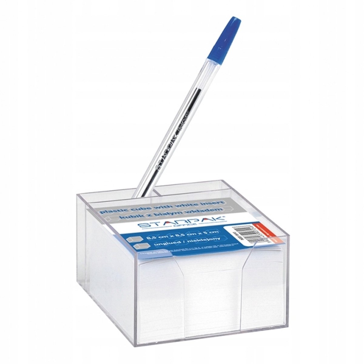 Witte Notitieblok Kubus van Plastic met Pennenhouder