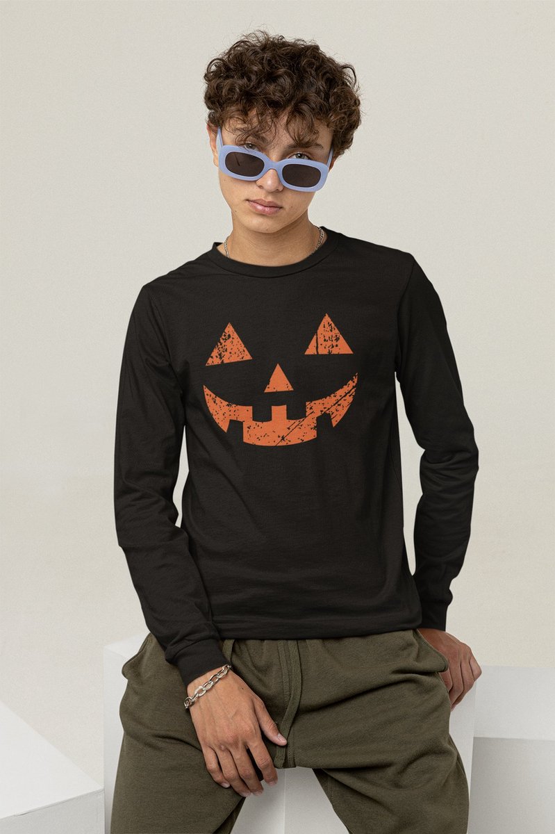 Starry Indigo - Halloween Kostuum Heren - Reflecterend - Zwart & neon Oranje