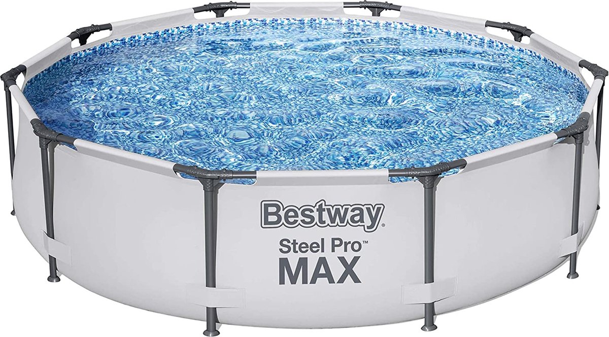 Intelectro Zwembad - Ultiem Zwembadgenot: Duurzaam en Stijlvol 305 x 76 cm Zwembad met Mozaïeklook - Rond - Frame Zwembad - Lichtgrijs - Levering Sneller dan Aangegeven!