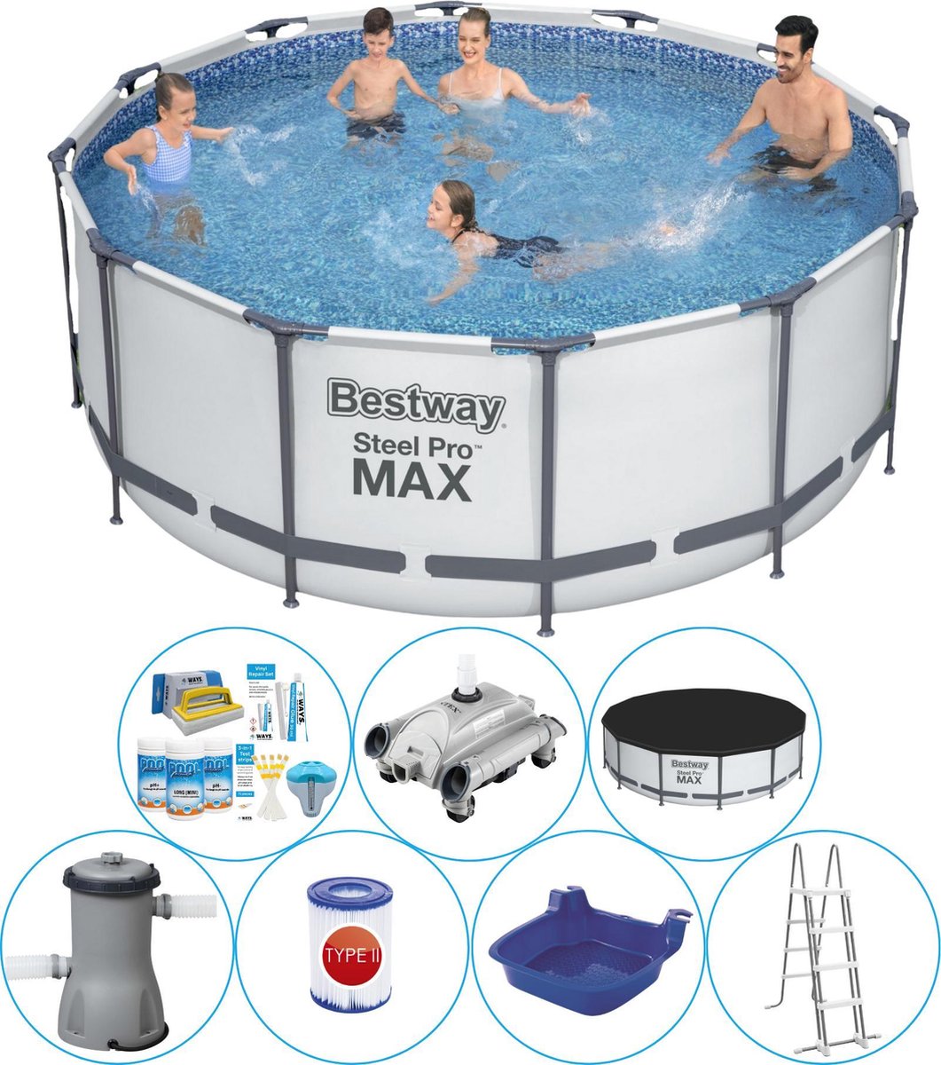 Steel Pro MAX Rond 366x122 cm - Zwembad Combinatie Set