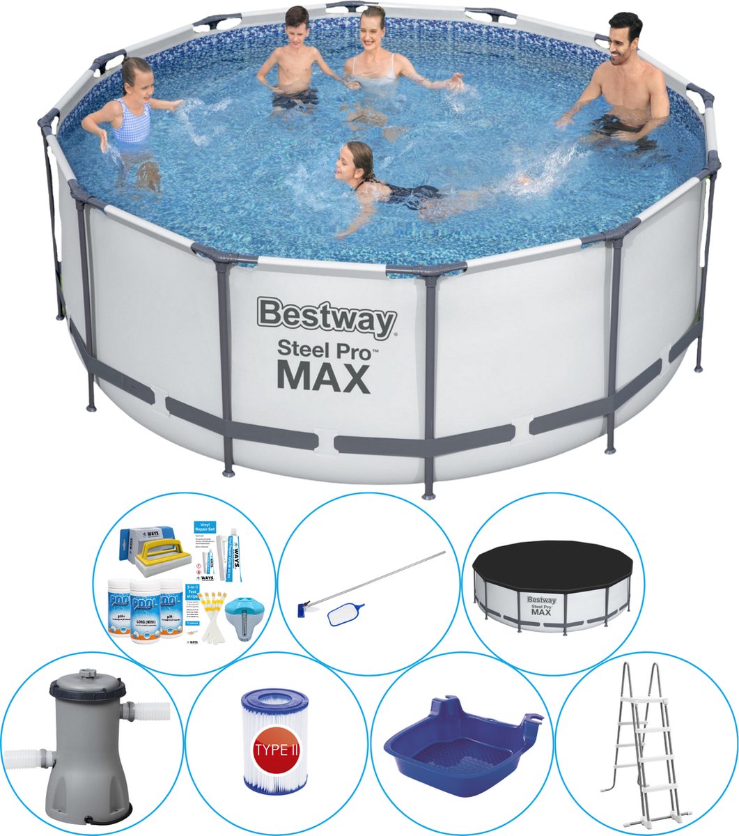 Steel Pro MAX Rond 366x122 cm - Zwembad Comfort Pakket