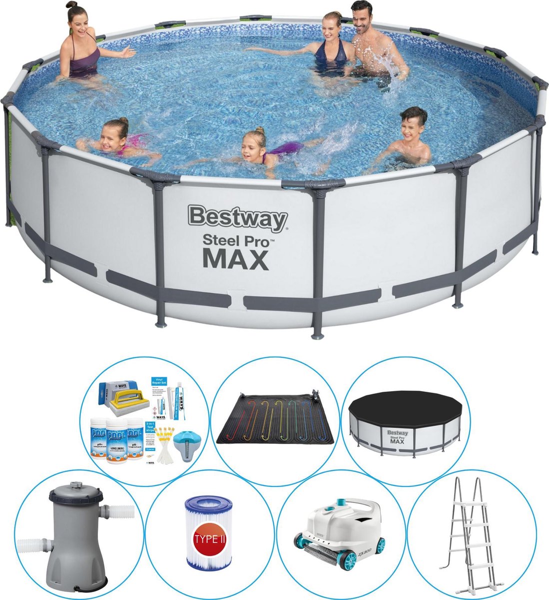 Steel Pro MAX Rond 427x107 cm - Zwembad Bundel