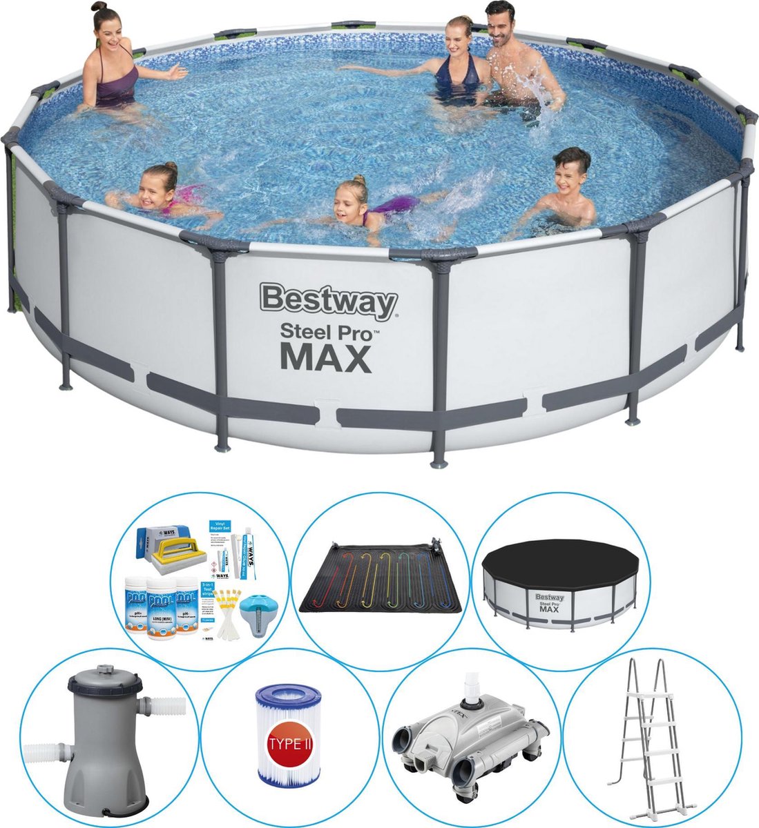 Steel Pro MAX Rond 427x107 cm - Zwembad Inclusief Accessoires