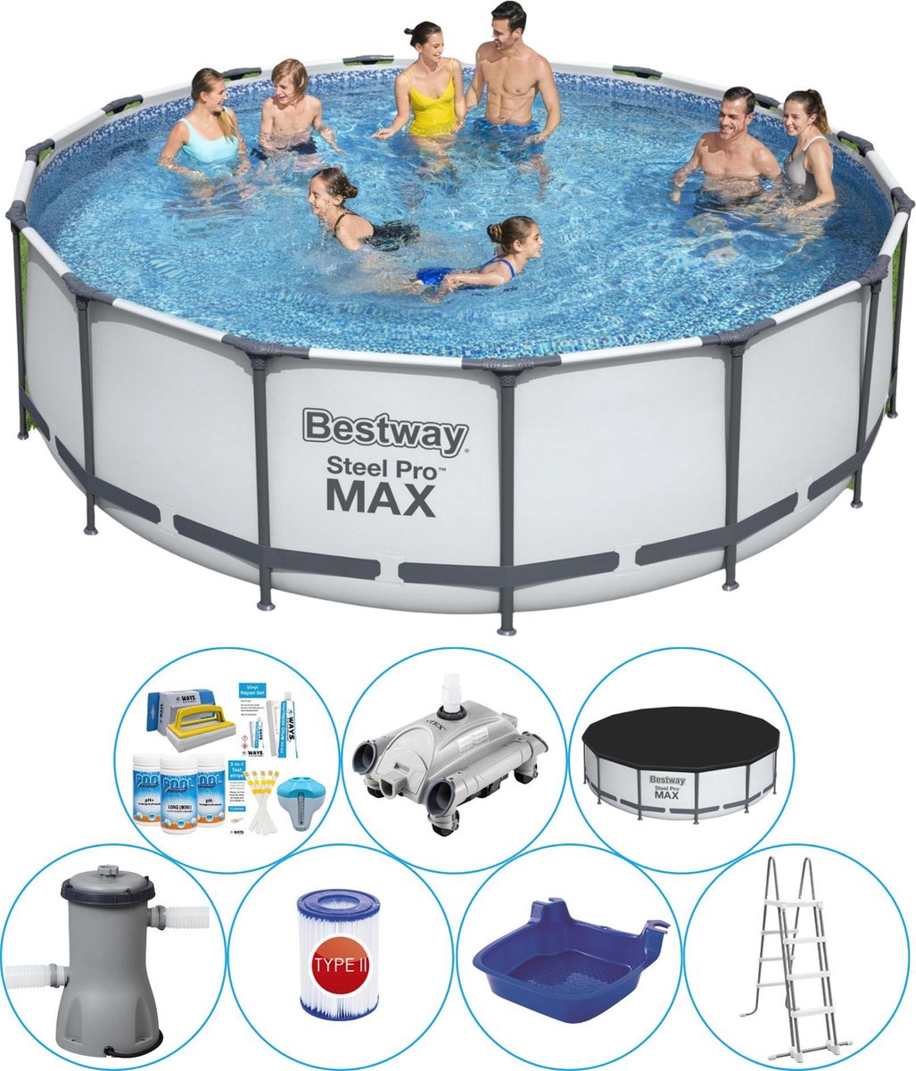 Steel Pro MAX Rond 457x122 cm - Zwembad Combinatie Set
