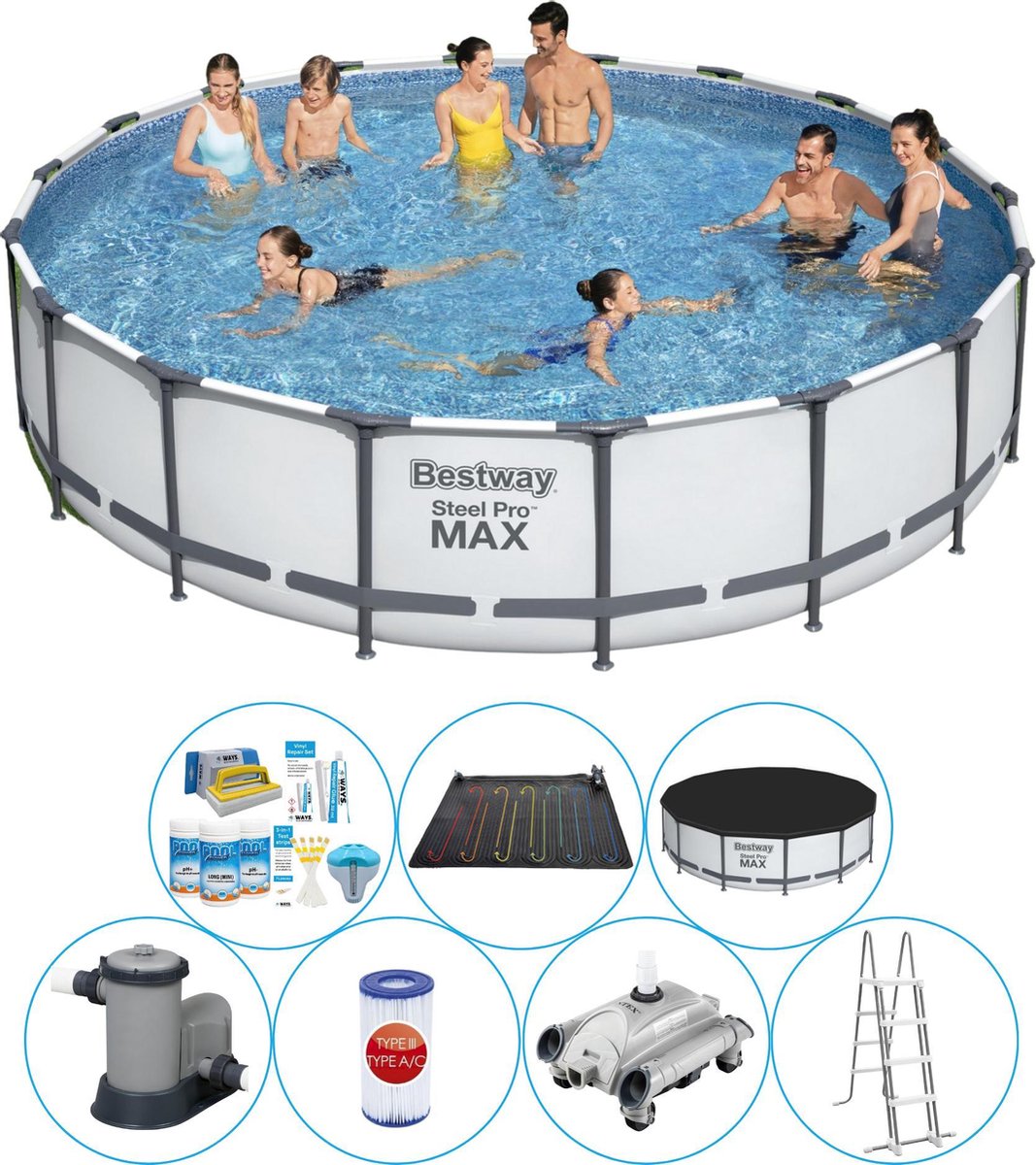 Steel Pro MAX Rond 549x122 cm - Zwembad Combi Deal