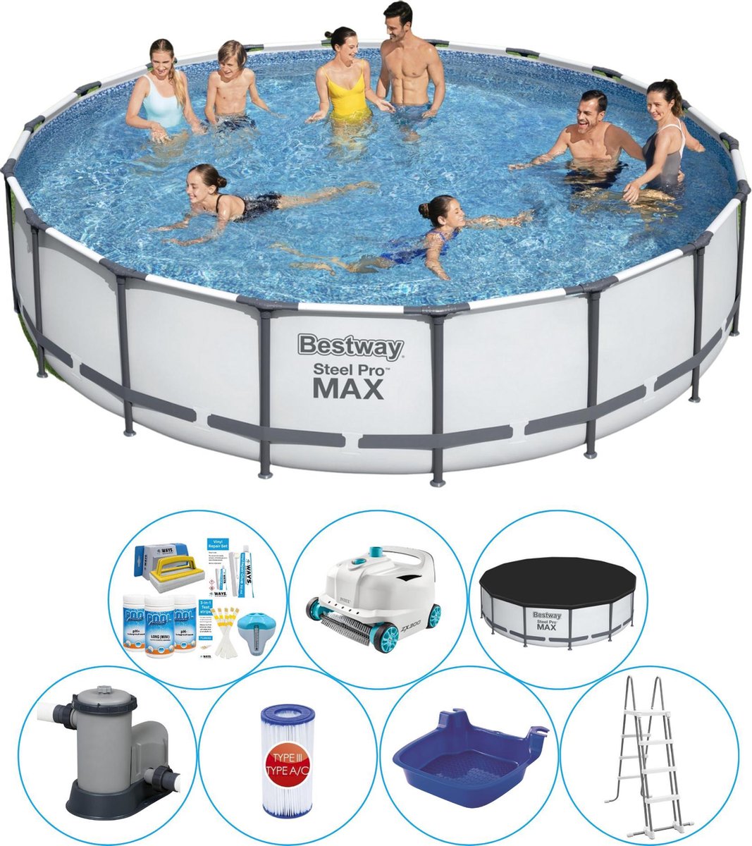 Steel Pro MAX Rond 549x122 cm - Zwembad Inclusief Accessoires