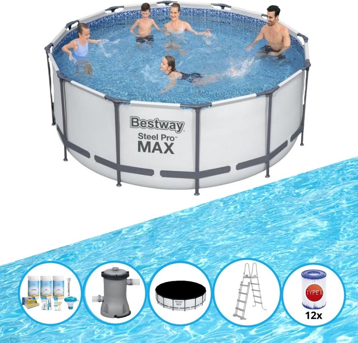 Zwembad Steel Pro MAX - Zwembad Bundel - 366x122 cm