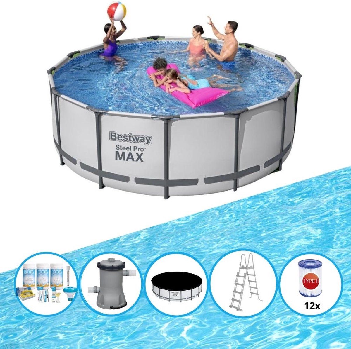 Zwembad Steel Pro MAX - Zwembad Bundel - 396x122 cm