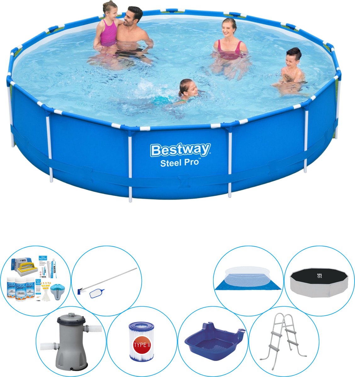 Deluxe Zwembad Deal - Steel Pro Rond 396x84 cm