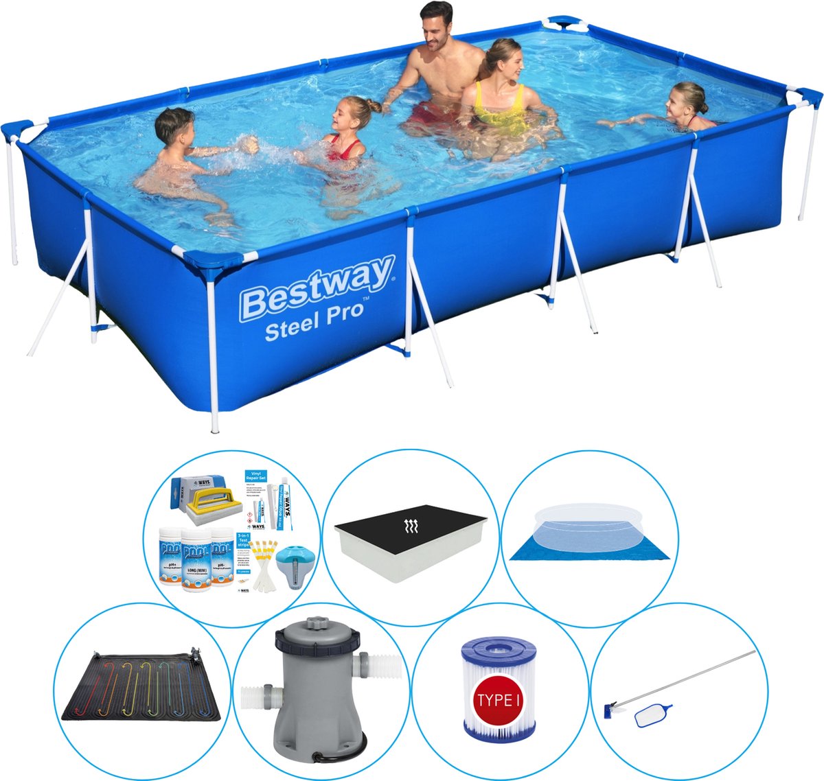 Zwembad Comfort Pakket - Steel Pro Rechthoekig 400x211x81 cm