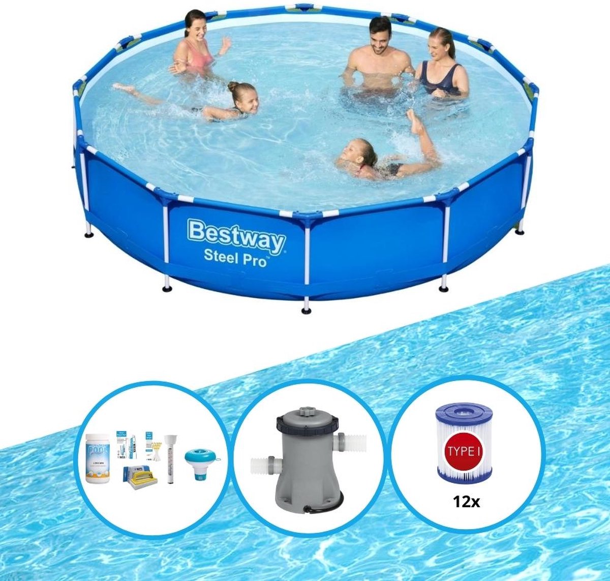 Zwembad Steel Pro - Zwembad Bundel - 366x76 cm