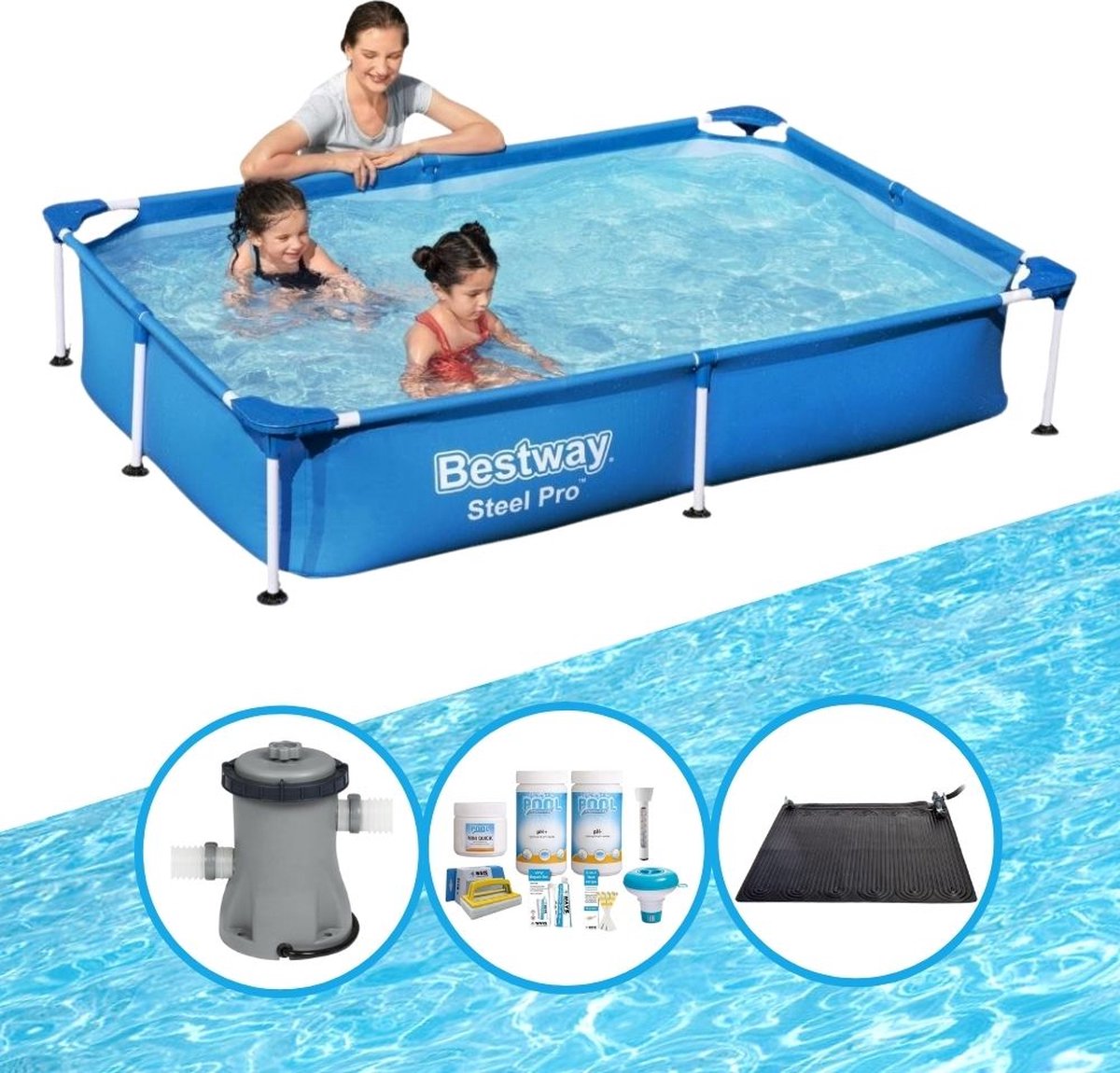 Zwembad Steel Pro 221x150x43 cm - Bundelpakket