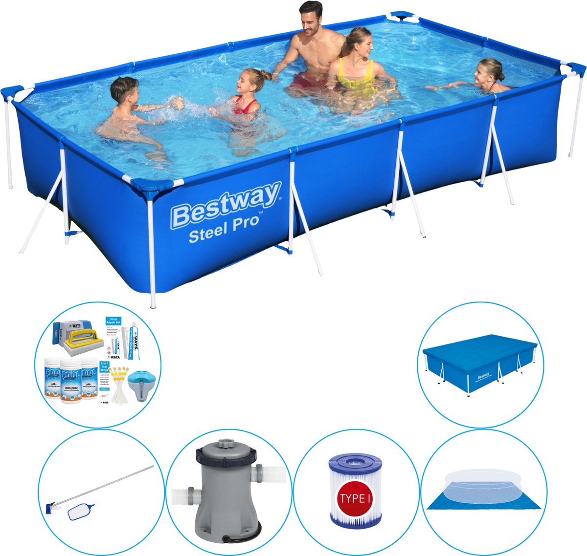 Zwembad Super Deal - Steel Pro Rechthoekig 400x211x81 cm