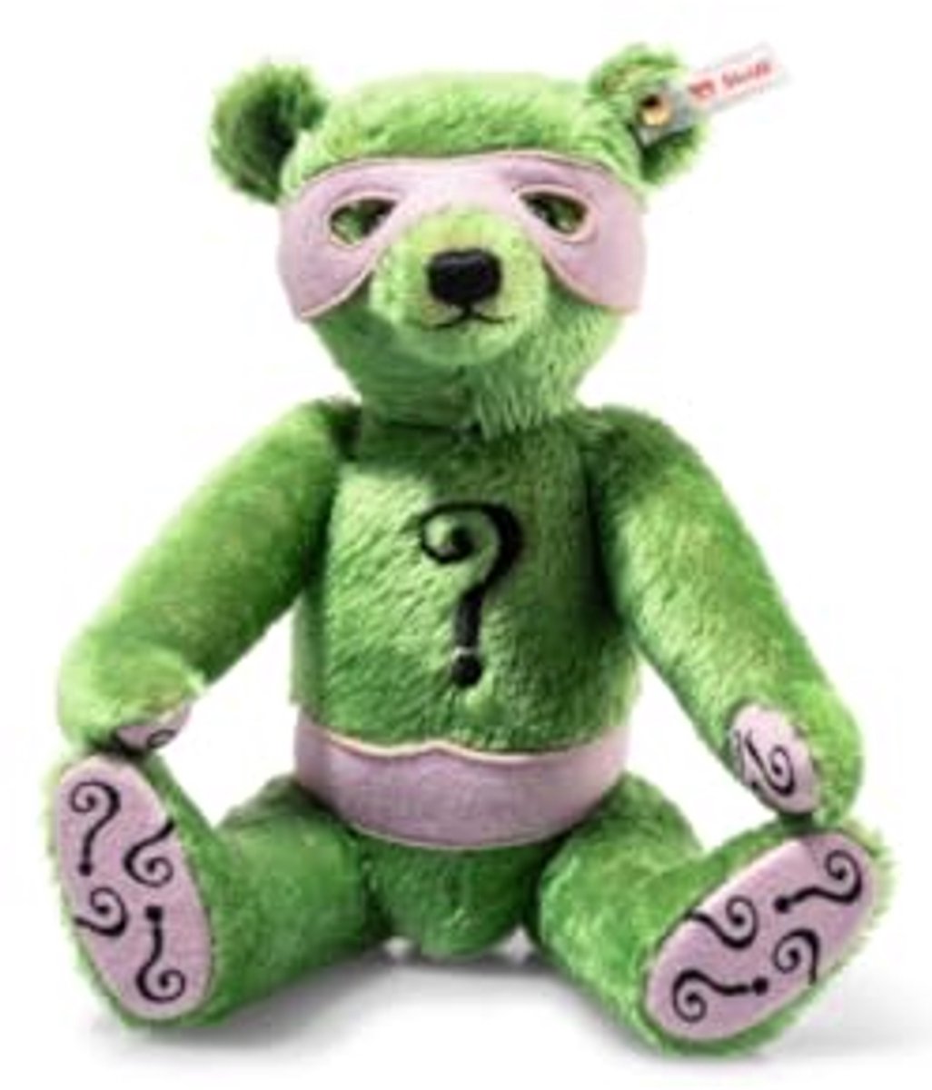 Steiff pluche Batman The Riddler teddybeer khaki 30 cm knuffel.