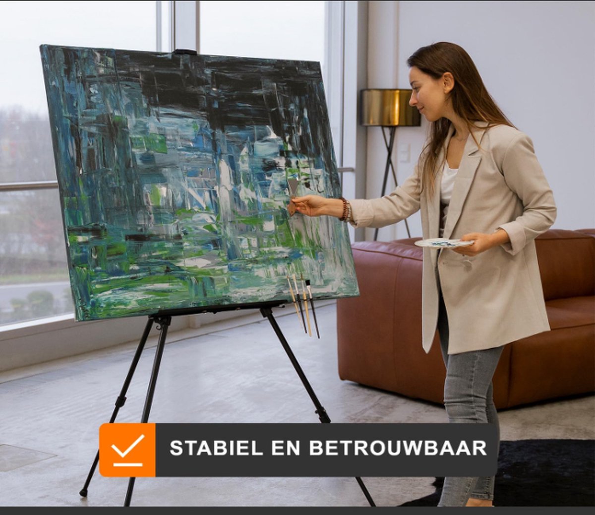 Stellar Schildersezel - Inclusief Opbergruimte - Doekhouder - Inclusief Draagtas - Hoogte 165 cm - Belastbaarheid: Ca. 6 Kg