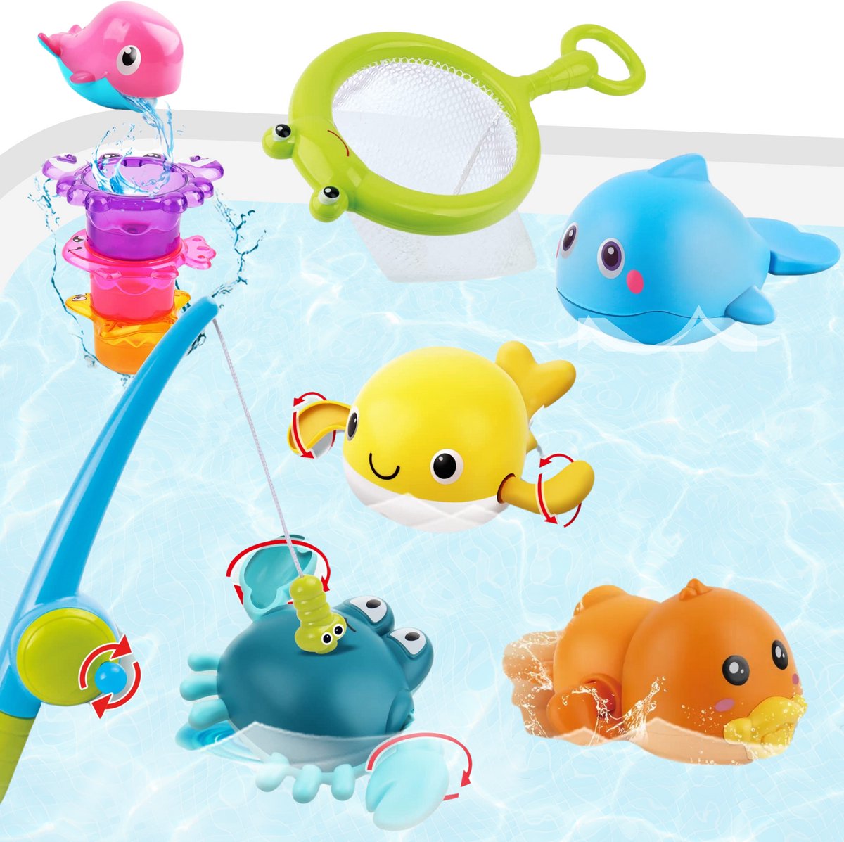 Stena Magnetische Vishengelset - Badspeelgoed - 10 Delig - Badspeeltjes - Bad Speelgoed - Jongen/Meisje - 1 jaar/2 jaar/3 jaar - Kinderen