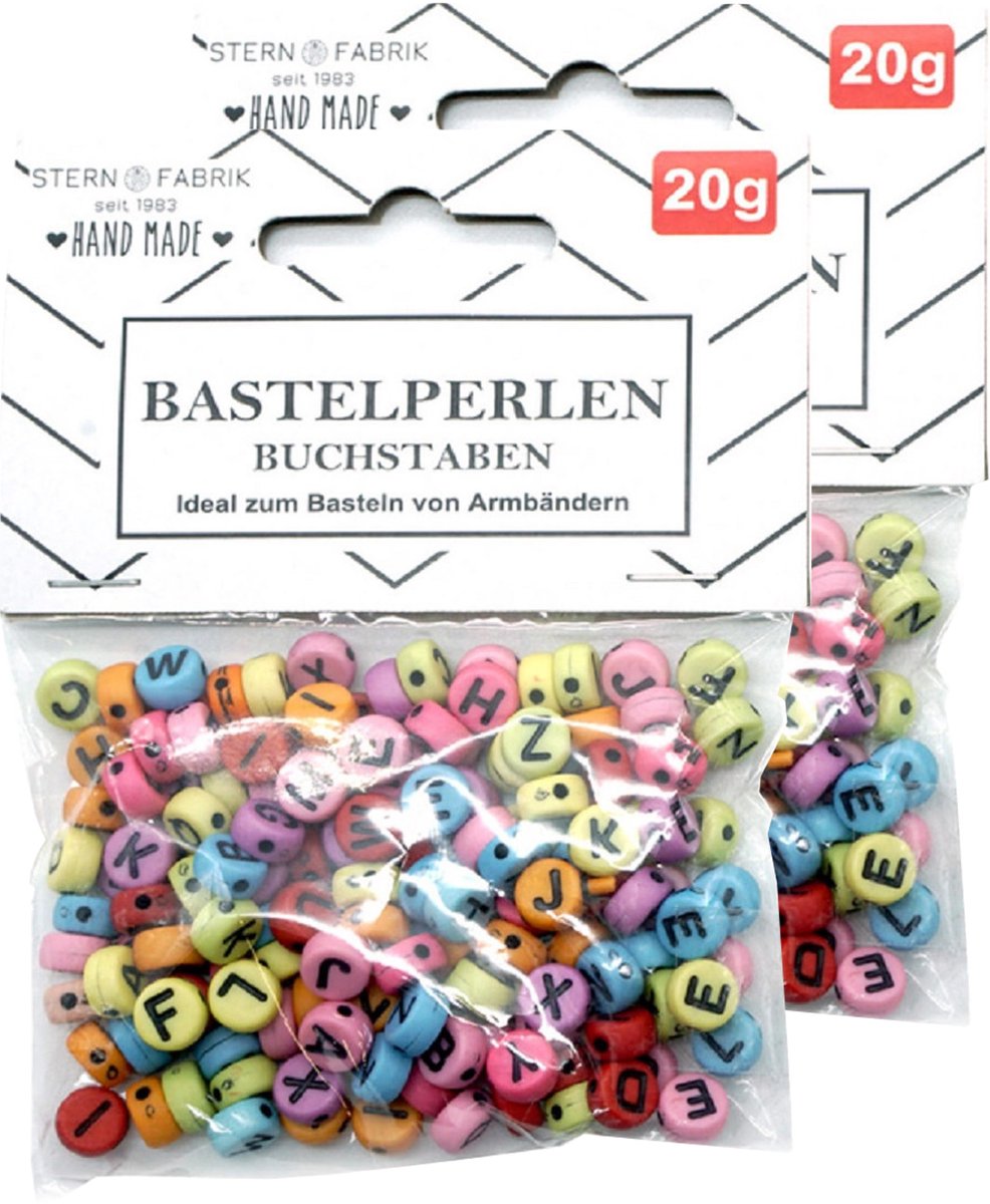 Stern Fabric Letterkralen - 320x - gekleurd - 6 mm - kunststof - alfabet knutselkralen