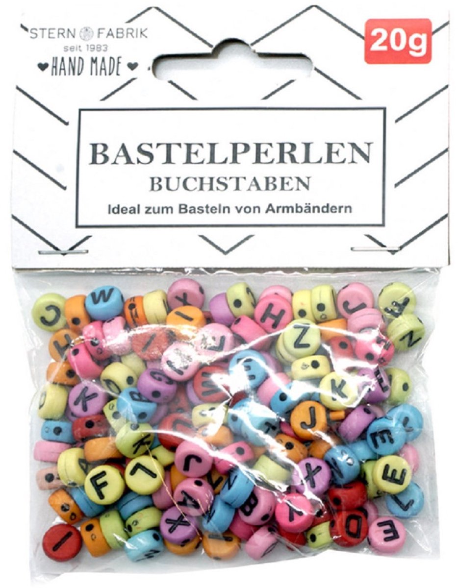 Stern Fabric setje met Letterkralen - 160x - gekleurd - 6 mm - kunststof - alfabet knutselkralen