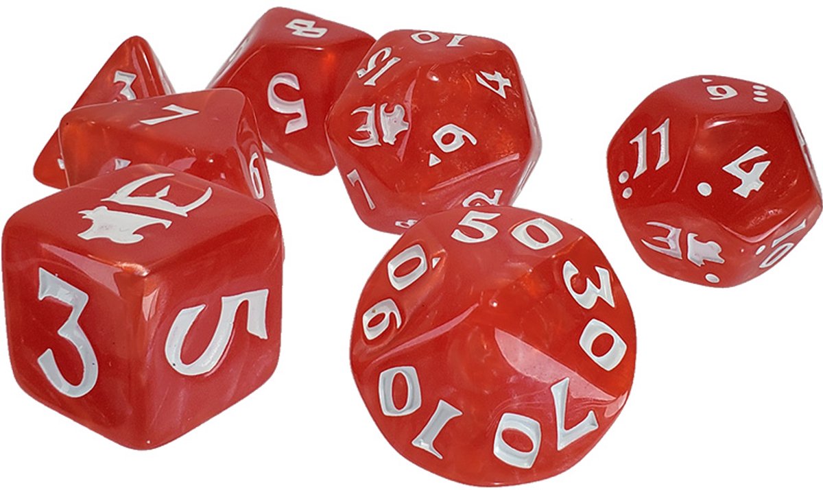Munchkin Polyhedral Dice Set Red/White - Steve Jackson Games