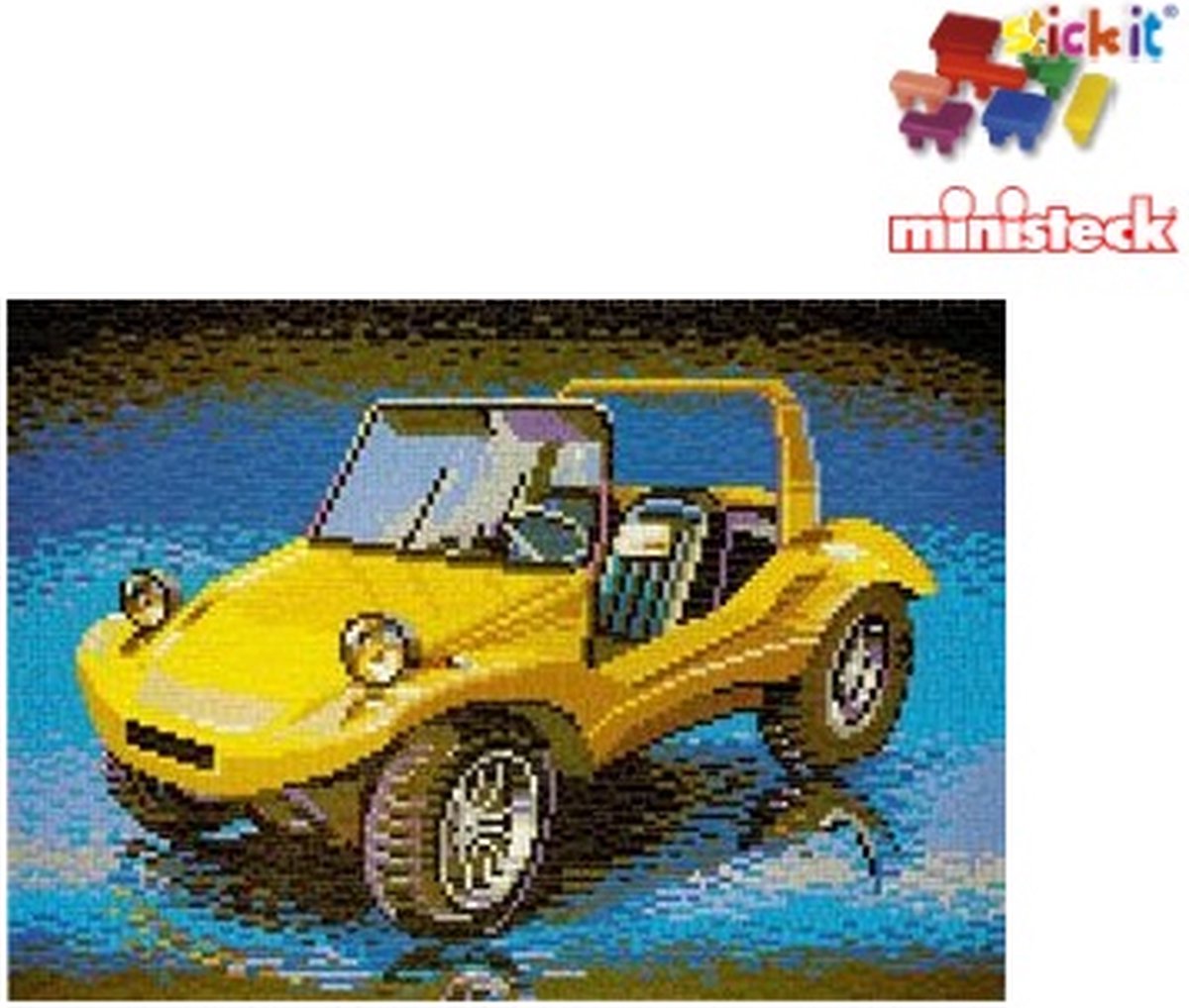 Stick-it Buggy geel (oldtimer), ca. 7.600 steentjes, compatibel met Ministeck