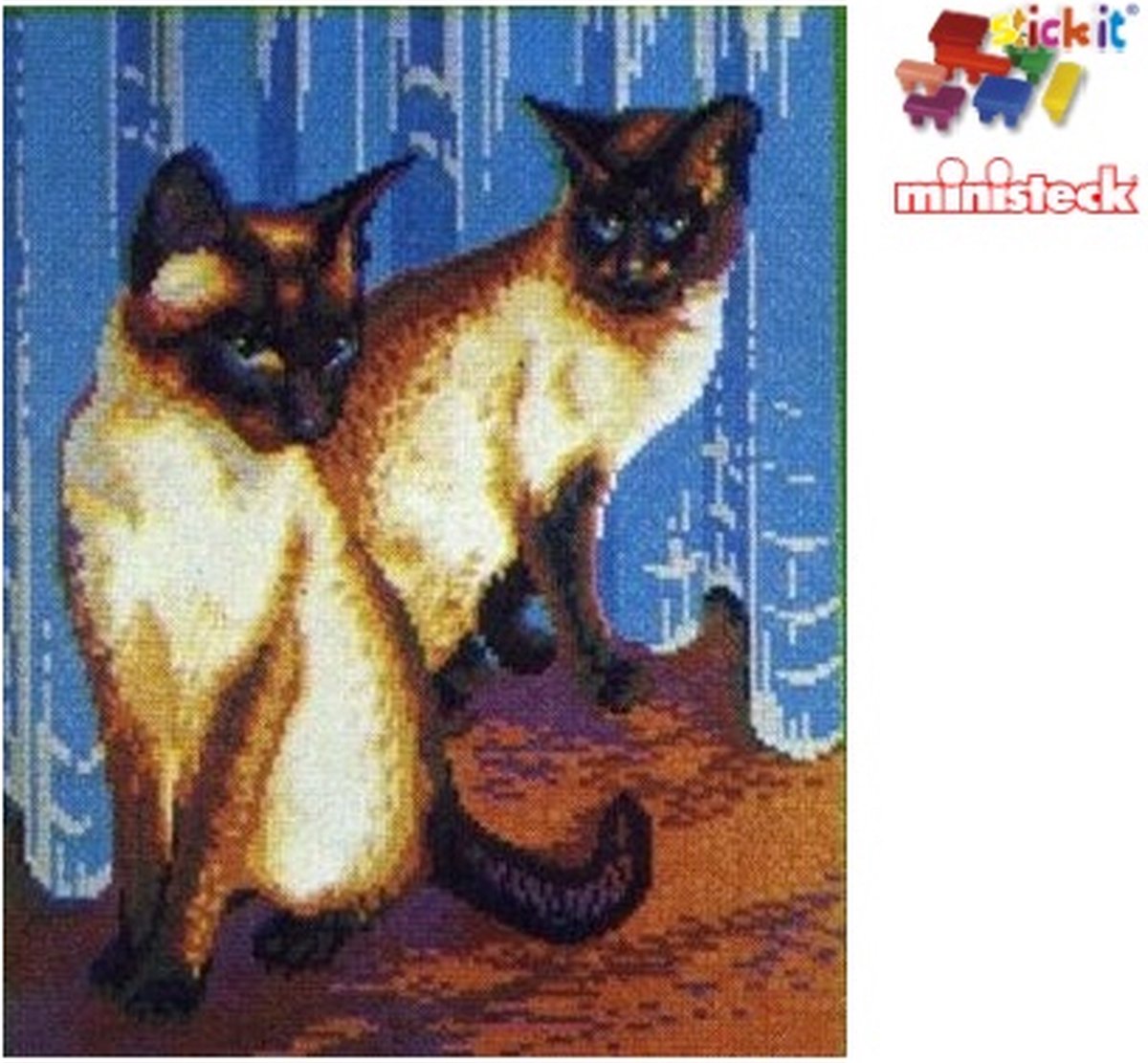 Stick-it Siamese katten, ca. 9.500 steentjes, compatibel met Ministeck